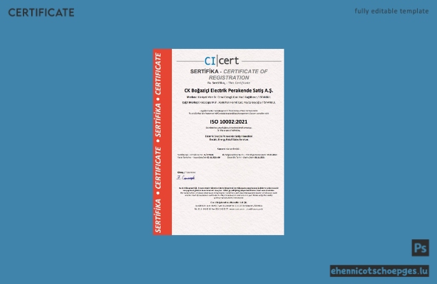 Türkisches Cicert-Zertifikat im Word- und PDF-Format – Beispielvorschau